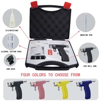 Direct Fabricant Kit Professionnel de Percement d'Oreilles Rose et Noir avec Machine Pistolet Instrument pour Salon de Tatouage