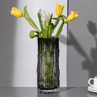 Vase en verre transparent de style nordique, effet glacier extrême, pour la maison moderne, idéal pour l'arrangement de roses dans le salon