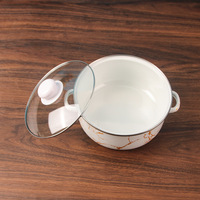 Ensemble de 5 casseroles en émail avec couvercle en verre, design moderne et simple, compatibilité universelle avec les cuisinières