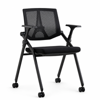 Silla de Oficina Ergonómica Plegable con Ruedas, Silla de Computadora Cómoda con Respaldo Alto para Estudio, Capacitación, Reuniones y Negocios