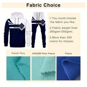 Conjunto de Jersey de color personalizado de manga larga de invierno, trajes para correr, Sudadera con capucha de retazos, chándal de lana, Sudadera con capucha, sudadera de 2 piezas para hombres - Product Image 3