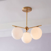 Lampe à haricot magique en verre créatif en cuivre, lumière moléculaire, branche d'arbre, salon/salle à manger, lustre boule ronde de couleur crème
