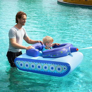 Bouée gonflable en forme de char pour enfants avec pistolet à eau, jouet de combat aquatique pour les fêtes estivales à la piscine - Product Image 1