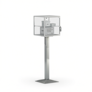 Vitrine en aluminium avec cadre 43x43x152cm, étagère réglable en hauteur, porte verrouillable, vitrine blanche - Product Image 2