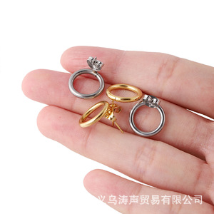 Boucles d'oreilles rondes en acier inoxydable, couleur or, bijoux à la mode pour femmes, vente directe d'usine Yiwu, printemps 2023 - Product Image 5