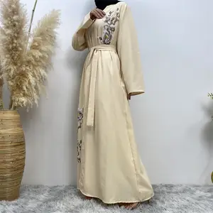 Wearable Throughout The Year Embroidered Cardigan Style Muslim Abaya Long Dresses