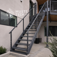 Escalier extérieur en acier de qualité supérieure pour résidences, avec support de conception par fabricant spécialisé