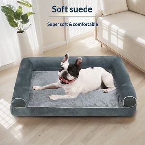 Nouveau design de lit pour chien respirant avec trois accoudoirs latéraux, adapté à toutes les saisons, matelas pour animaux de compagnie de style canapé carré - Product Image 1
