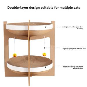 Nieuwe Milieuvriendelijke Moderne Dubbellaagse Kattenkrasplank Kattenhuis Duurzaam Krasbestendig Slotrand Voor Het Hele Seizoen Gegolfd - Product Image 4