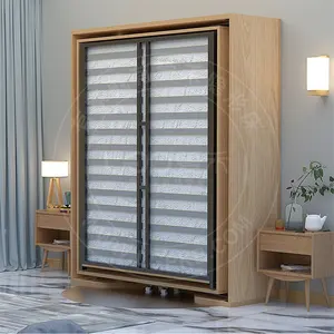 Verstecktes Wandbett Klappbett Drehbett mit Bücherregal Schrankbett mit Kleiderschrank und Bücherregal Multifunktional Dreh- und Schwenkbar - Product Image 2