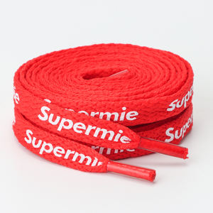 Lacets plats en polyester rouge de haute qualité 100-120 cm, lacets de chaussures personnalisés en usine, lacets imprimés avec logo - Product Image 6