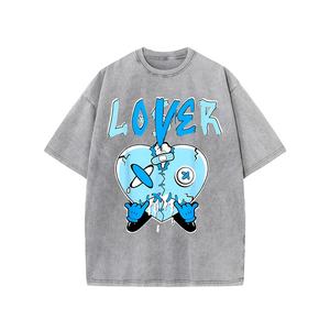 Camiseta de algodón 100% lavada con ácido con estampado Digital Retro para hombre de alta calidad con diseño de patrón y ajuste de gran tamaño de longitud corta y larga - Product Image 2