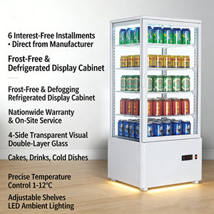 Réfrigérateur commercial <span class=keywords><strong>vertical</strong></span> à 4 faces vitrées, à température unique, avec ventilateur et dégivrage automatique, pour la présentation de boissons gazeuses, à température constante - Product Image 4