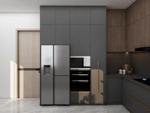 Custom Contemporary Durable Dark Grey Modern Design <b>Kitchen</b> Cupboard <b>Islands</b> <b>Kitchen</b> Cabinets for Villa - Product Image 2