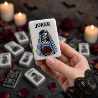 Tuiles de Mahjong Américaines Halloween, Thème Mariée Hantée Gothique Violet, Ensemble Designer pour Adultes, Soirée de Jeu et Cadeaux de Fêtes