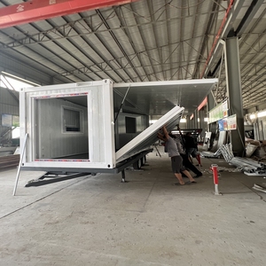 Foldable Tiny Prefabricated Granny Extended Mobile Trailer Workshop Prefab Expandable FlatPack Container House on Wheels - Product Image 1