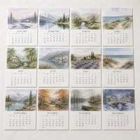 Ensemble de cartes postales calendrier mensuel 2027, impression couleur personnalisée, design en carton pour papeterie, vente en gros, cadeau d'entreprise pour les fêtes