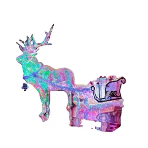 LED Illusionary Reindeer Sled PVC Christmas Decorations Outdoor Shopping Mall Lawn Holiday Ornament Party Decorations Holiday
