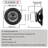 Altavoces Coaxiales para Auto de Alta Potencia, 4"/5"/6"/6x9", 220W, 4Ω, Sistema Estéreo Universal de Rango Completo con Borde de Goma