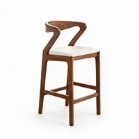 Chaise de bar Shanmu style nordique antique rétro, luxe léger, dossier haut, avec repose-pieds, en bois de frêne massif, pour usage commercial (restaurant/cuisine)