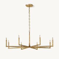 Lustre de salon minimaliste de style américain en cuivre massif et cristal doré, suspension de salle à manger de luxe inspirée des designers