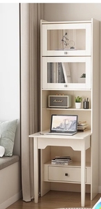 Creamy <strong>White</strong> One Bedroom Conjoined Bookcase Student Home <strong>Computer</strong> <strong>Desk</strong> Bookshelf Combination Foldable Design - Product Image 6