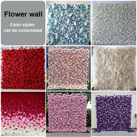 Mur de fleurs de mariage 8 * 8ft 5D rideau en tissu enroulé rose fleur de rose artificielle toile de fond murale pour les décorations de mariage