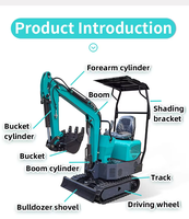 Mini Excavator Loader 900kg, Micro Tracked Backhoe Crawler untuk Konstruksi Perkotaan, Mesin Changchai EPA, Bucket KYB 0.25CBM