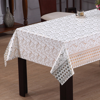 Nappe en PVC RNPT avec imprimé de brindilles botaniques dispersées et support en tissu pour tables à manger