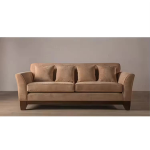 Casa moderna Hotel appartamento confortevole morbido minimalista <span class=keywords><strong>Beige</strong></span> <span class=keywords><strong>marrone</strong></span> tessuto gamba in legno divano quadrato - Product Image 6