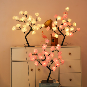 45cm scrivania Bonsai albero luce con 24 Led filo di rame Usb stanza artificiale fiore decorazione Stand fata Rose Led luce albero - Product Image 3