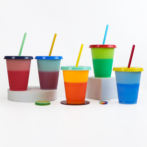 <span class=keywords><strong>Taza</strong></span> Mágica de Plástico de 16 oz con Logotipo Personalizado, Cambia de Color, con Pajita de PP, Apta para Agua Hirviendo, Vaso que Cambia de Color - Product Image 3