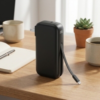 Baterai Li-Polymer 10000mAh dengan Colokan AC Terintegrasi, Power Bank 22.5W PD Pengisian Cepat, Kabel Tipe-C, Charger Perjalanan, ODM/OEM/Grosir