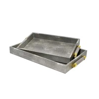Vente en gros de plateau de service personnalisé pour hôtel plateau en cuir galuchat grand plateau de cuisine pour fruits nourriture et assiettes