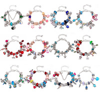 Set Gelang Manik-manik Natal untuk Anak-anak, Ukuran Dapat Disesuaikan, Grosir, Alloy, Strawberry Quartz, Hadiah untuk Anak-anak