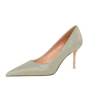 Chaussures pointues à talons hauts en métal pour femmes, baskets de fête, à paillettes scintillantes, tendance, Sexy, 1853-A5 - Product Image 2