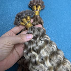 Venta al por mayor de doble dibujado virgen <span class=keywords><strong>brasileño</strong></span> Remy Pelo Rizado punta plana nuevo mercado de destino salones de belleza Peluqueros - Product Image 4