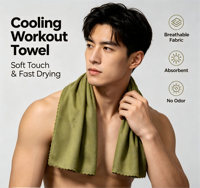 Serviette rafraîchissante unie en tissu anti-transpiration Source Factory, serviette de sport et de yoga rafraîchissante, vente directe en gros