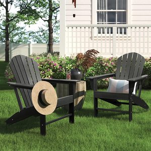 Chaises Adirondack en résine <span class=keywords><strong>plastique</strong></span> noire antirouille pour jardin, chaises de foyer extérieur - Product Image 4