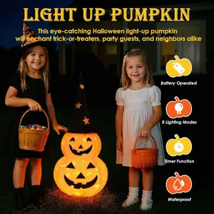 <b>Halloween</b> 3FT Collapsible Pumpkin LED Warm White IP44 Waterproof Indoor/Outdoor Garden Porch Home Decoration <b>Light</b> 2-Year - Product Image 5