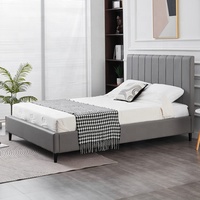 Juego de Muebles de Dormitorio de Lujo, Cama Doble, Queen Size, King Size, Plataforma Ahorradora de Espacio, Tapizada en Tela de Terciopelo