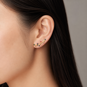 Boucles d'oreilles Ear Climber multicolores en zircon, en acier inoxydable plaqué or 14K sous vide, bijoux à clous incurvés - Product Image 5