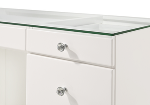 Modern Durable <b>Makeup</b> Vanity <b>Table</b> with Glass Top 9 Drawers White Wooden Bedroom Furniture for Living Room & Hotel Use - Product Image 6