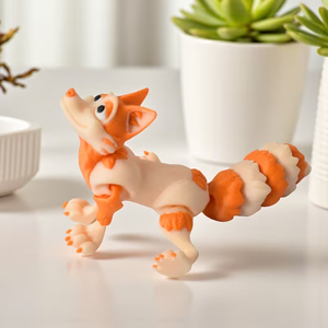 Statue de renard imprimée en 3D transfrontalière, ornements et cadeaux artisanaux, figurines créatives tendance, jouets articulés mobiles - Product Image 5