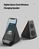 Speaker Nirkabel Pintar Multifungsi dengan Lampu LED Jam Alarm Pengisian Cepat Desain 2-in-1