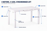 Bureau assis-debout électrique à quatre moteurs, 3 niveaux, 120 kg, 710 mm-1250 mm, ergonomique, pour bureau à domicile, design d'angle exécutif