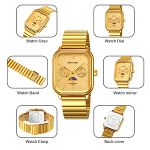 Reloj cronógrafo cuadrado para hombre, reloj de pulsera de lujo de acero inoxidable, reloj de cuarzo resistente al agua 30M - Product Image 2