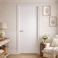Porte intérieure moderne en bois sur mesure, style Shaker, avec persiennes et vitre, pour projets d'appartements et d'hôtels, vente en gros, porte de chambre blanche apprêtée