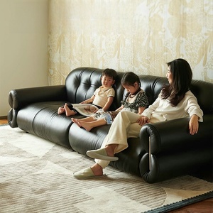 Modernes Luxus-Sofabett-Set 90*34*41 Zoll Quadratisch für Wohnzimmer Leder Umweltfreundlich Langlebig für Apartments & Hotels - Product Image 2