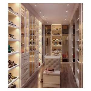 Meubles de chambre à coucher, design moderne, porte en verre, armoire en bois, dressing, matériau durable en bois - Product Image 5